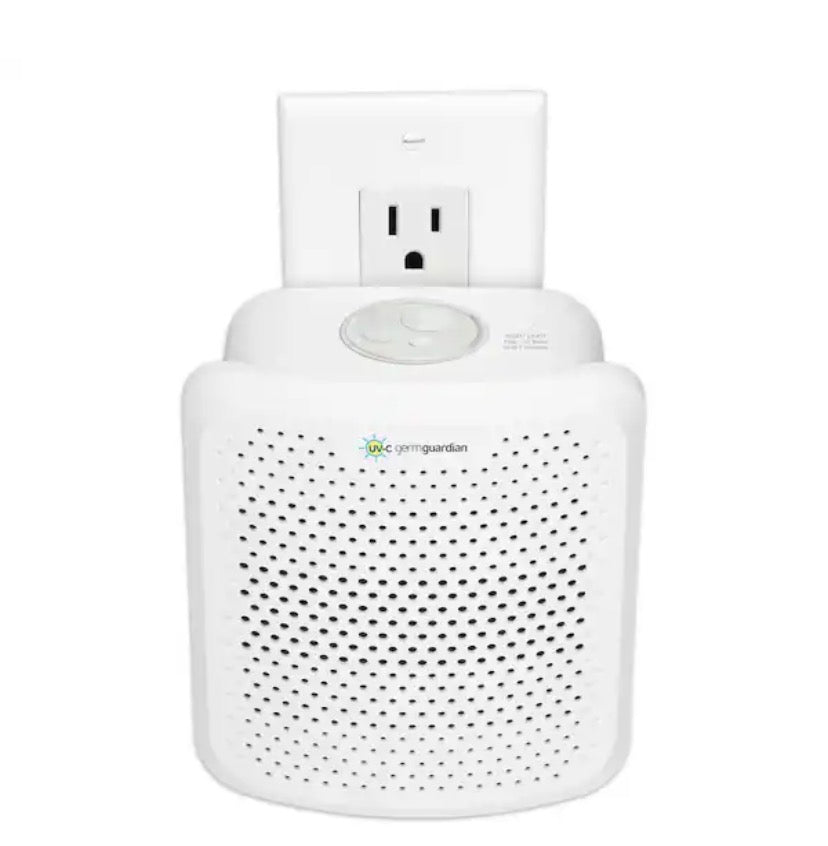 Allergen Filter Pluggable Air Purifier 7 in. White for Home with UV-C, Nightlight, Allergens, Dust, Pollen, Pet Dander