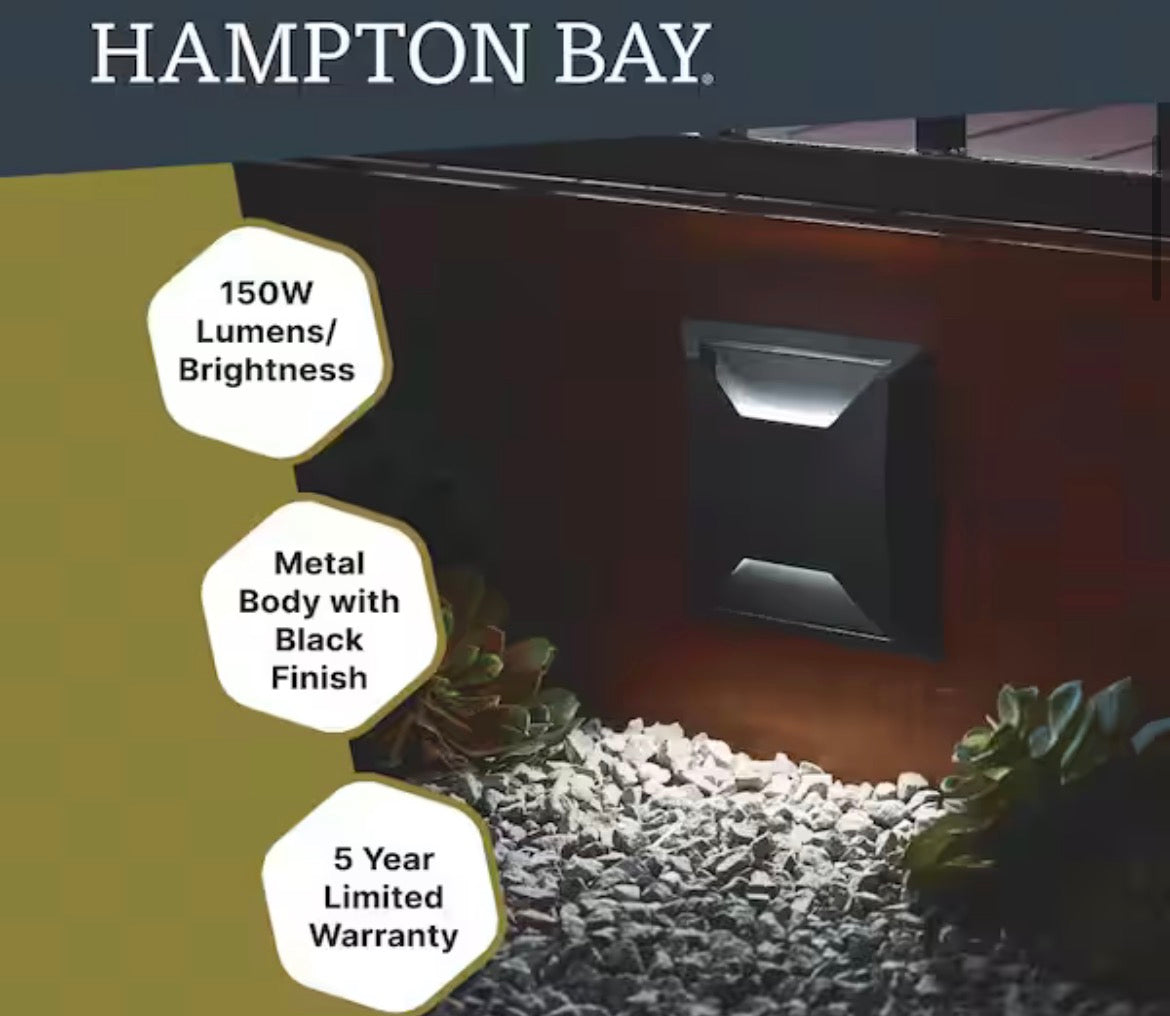 150 Lumen Low Voltage Black Hardwired Integrated LED Square Outdoor InGround Stair Light