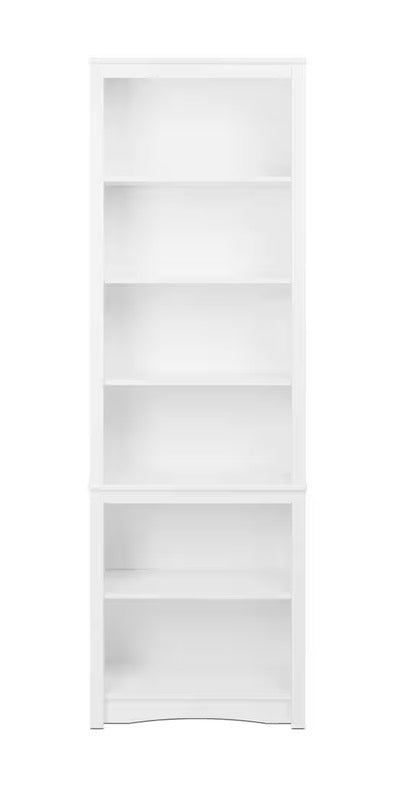 Sonoma 80 in. Tall White Engineered Wood 6-Shelf Bookcase, Farmhouse Book Shelf with 2-Adjustable Storage Shelves