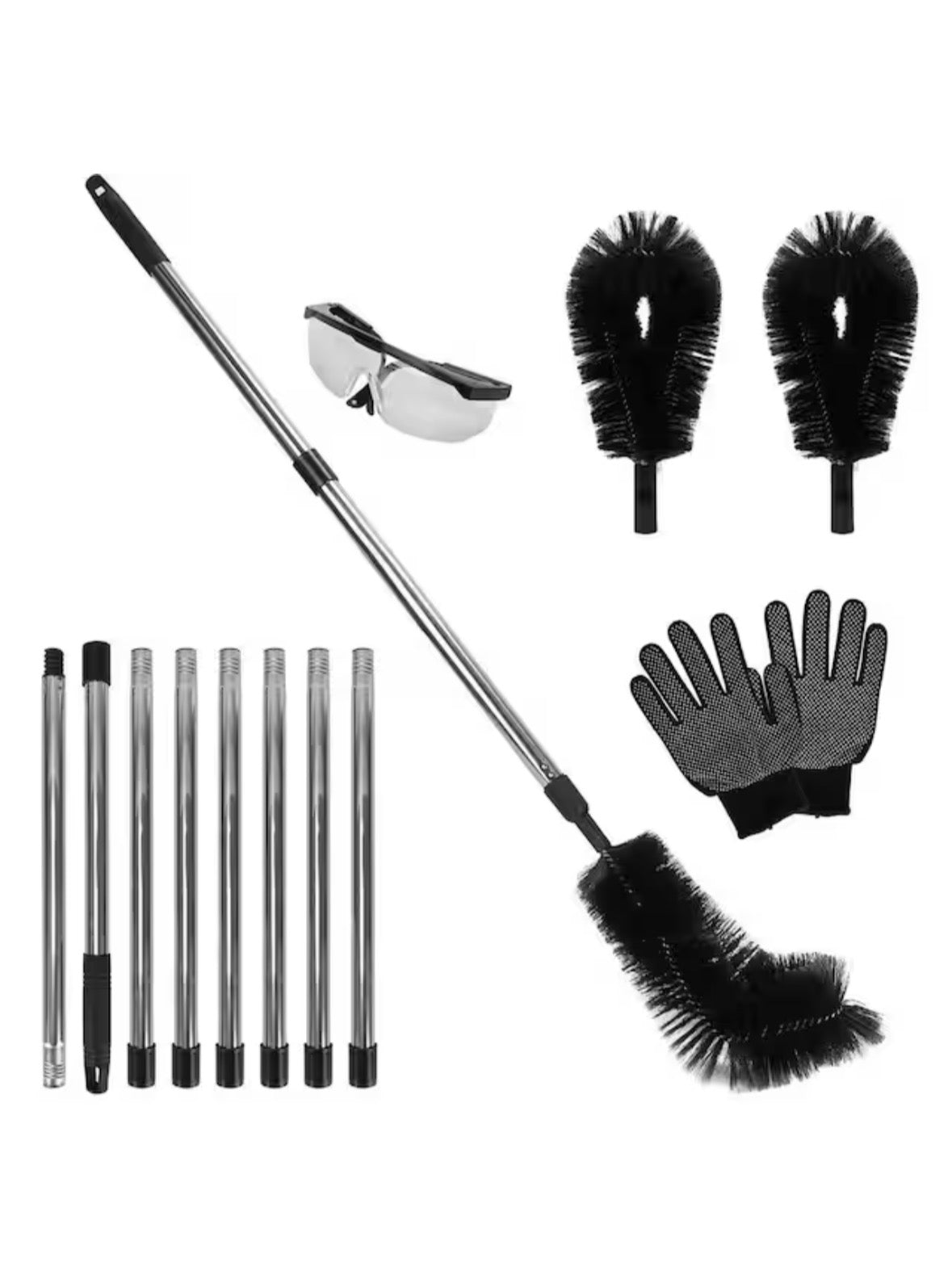 11.5 ft. Gutter Cleaning Utility Brush With Telescoping Handle, Rain Cleaner Extendable, Gutter Cleaning Tool