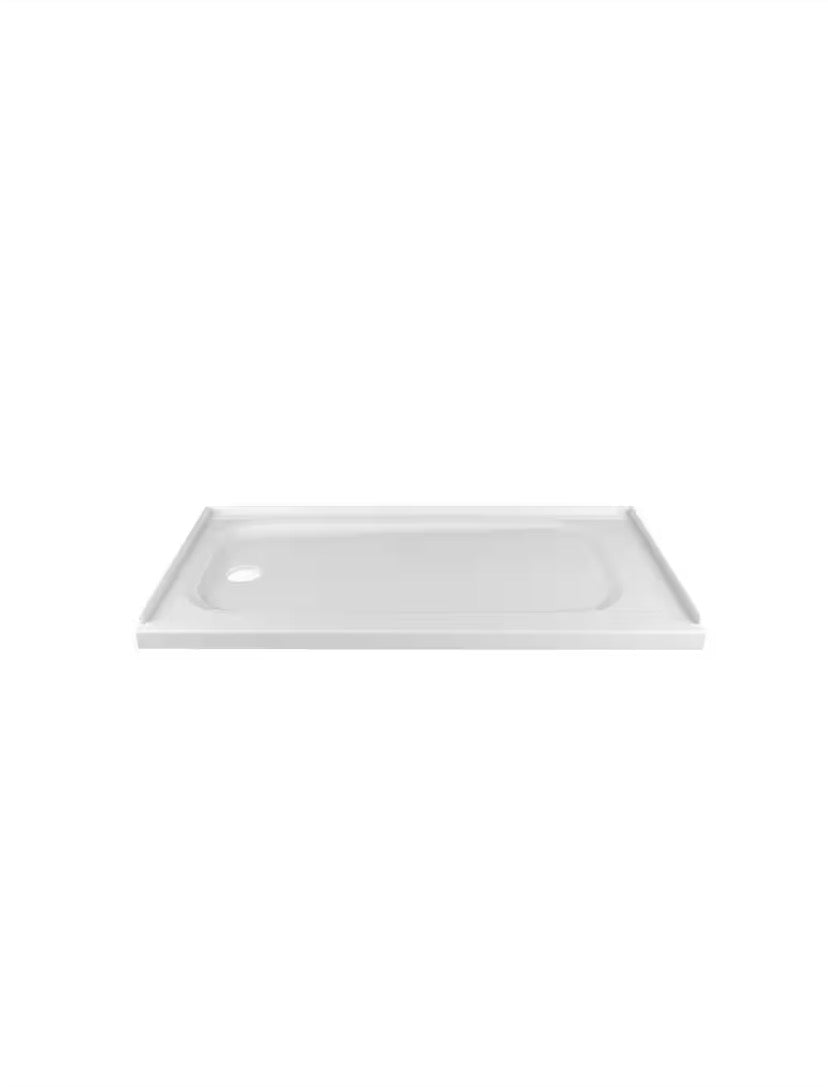 Passage 60 x 32 Alcove Shower Pan Base with Left Drain in White