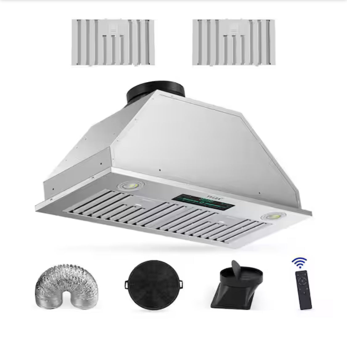 30 in. 900 CFM Convertible Ductless to Ducted Insert Range Hood in Stainless Steel with Charcoal Filter 2 3-Watt LED