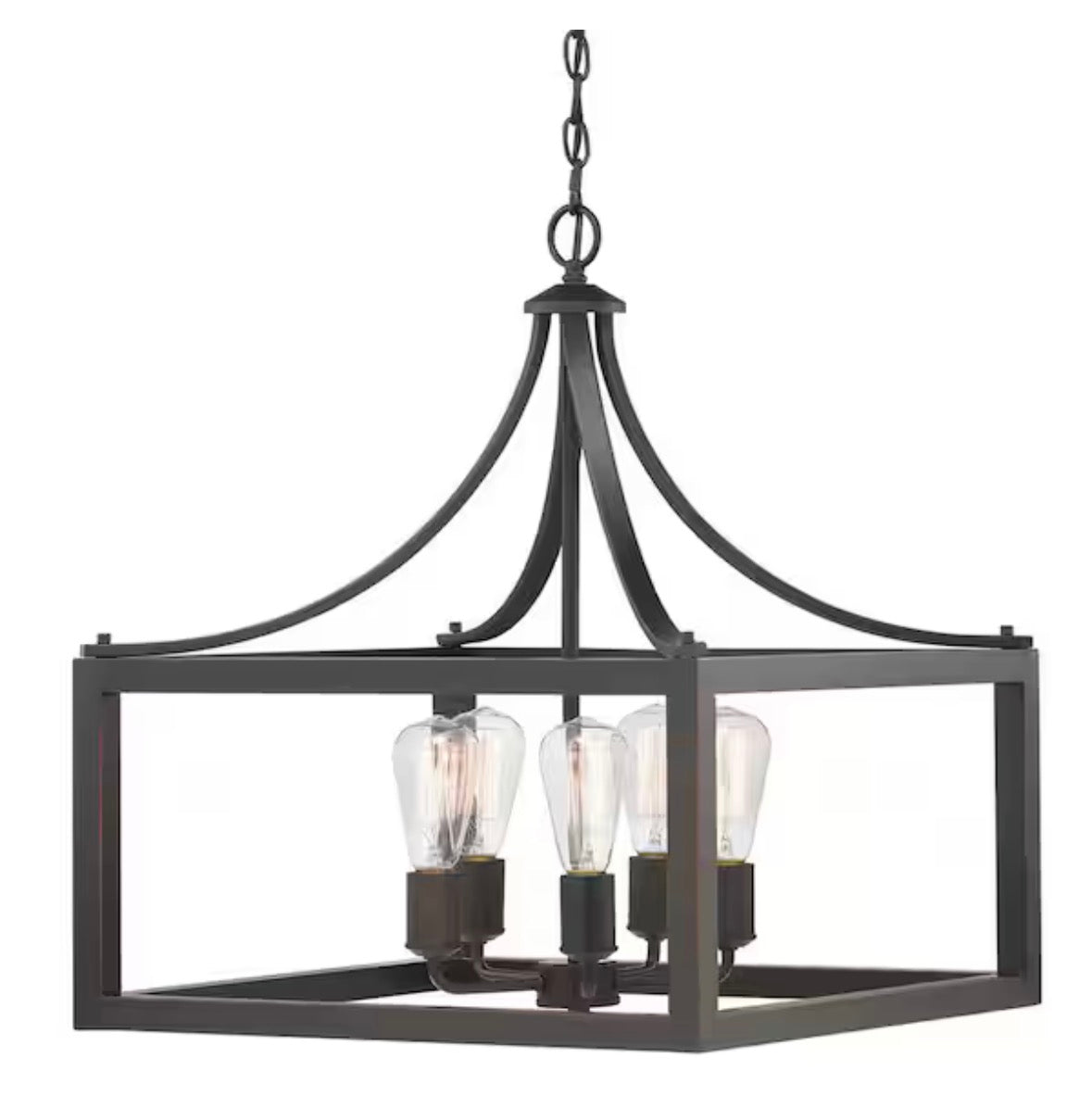 Boswell Quarter 20 in. 5-Light Distressed Black Farmhouse Pendant for Kitchen or Entryway