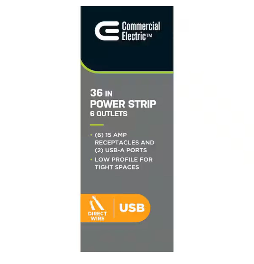 6-Outlet 2 USB Power Strip without Cord