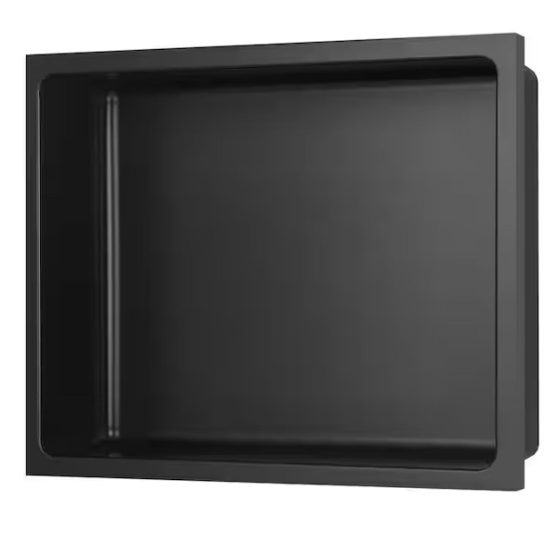 14 in. W x 12 in. H x 4 in. D 18-Gauge Stainless Steel Bathroom Shower Wall Niche in Matte Black