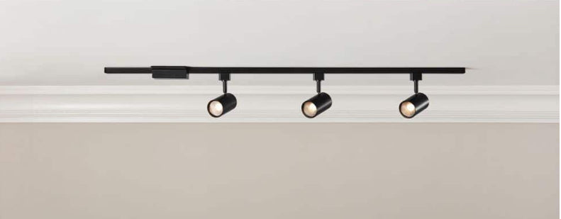 4 ft. Black Integrated LED Linear Track Lighting Kit with Cylinder Heads 3-Light