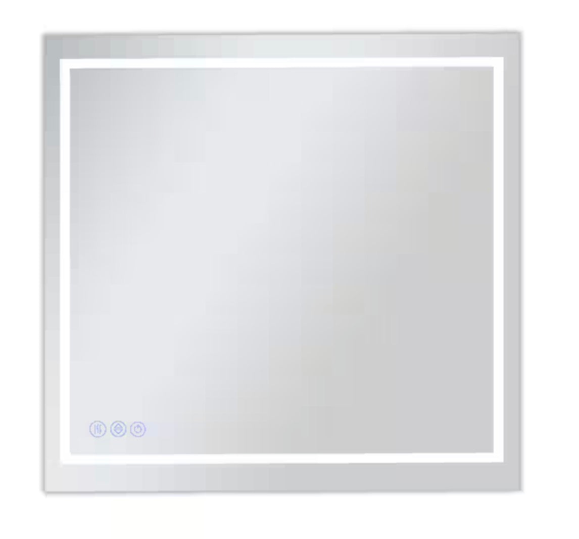 White 40 in. W x 40 in. H LED Lighted Square Bathroom Vanity Wall Mirror Metal Framed Mirror