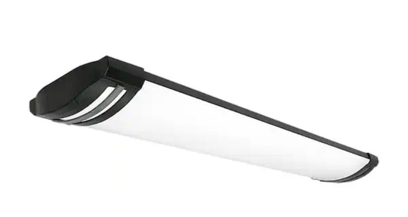 1-Pack 4 ft. Matte Black Woodgrain Gray End Caps 5250LM 75W Integrated LED Wraparound Light Adjustable CCT Night Light