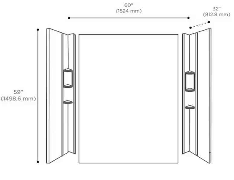 Ovation 32 in. x 60 in. x 59 in. 5-Piece Glue-Up Alcove Bath Wall Set in Silver Celestial