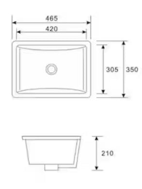 18 in. Undermount Ceramic Rectangle Bathroom Sink in White