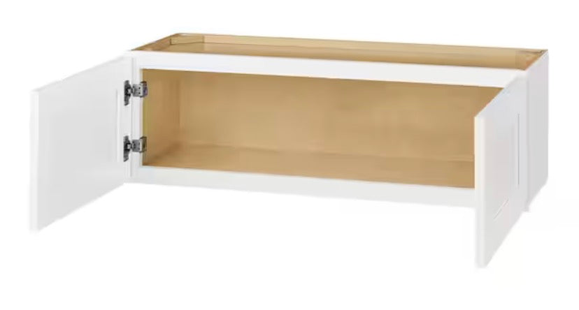 Avondale 36 in. W x 12 in. D x 12 in. H Ready to Assemble Plywood Shaker Wall Bridge Kitchen Cabinet in Alpine White