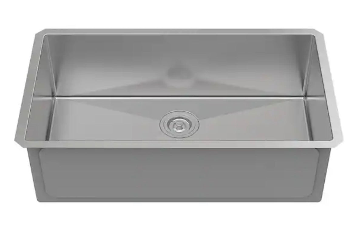 Professional 32 in. Tight Radius Undermount 16G Stainless Steel Single Bowl Kitchen Sink with Accessories