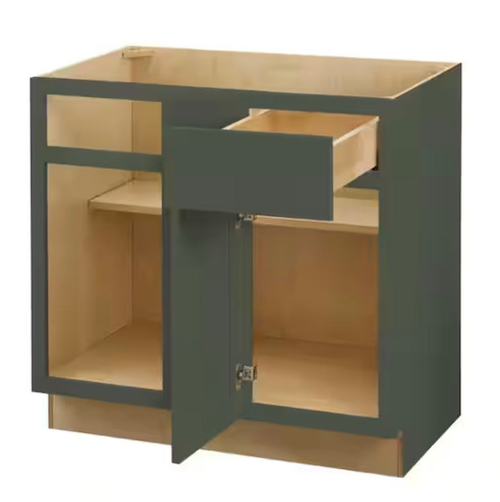 Avondale 36 in. W x 24 in. D x 34.5 in. H Ready to Assemble Plywood Shaker Blind Corner Kitchen Cabinet in Fern Green