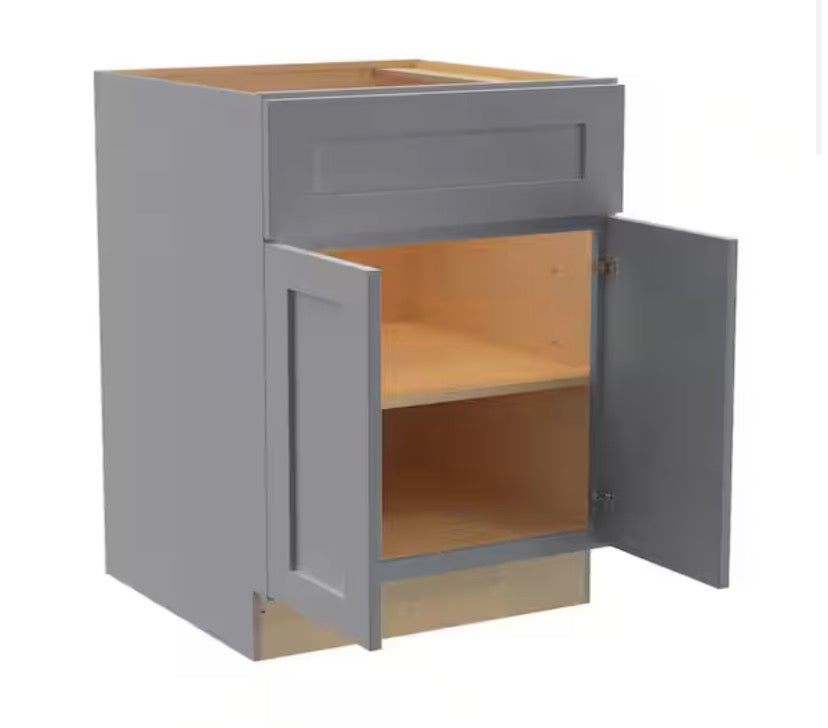 27 in. W x 24 in. D x 34.5 in. H Ready to Assemble Plywood Shaker Base Kitchen Cabinet in Dove Gray