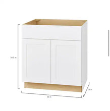 Load image into Gallery viewer, Avondale Shaker Alpine White Quick Assemble Plywood 30 in Sink Base Kitchen Cabinet (30 in W x 24 in D x 34.5 in H)
