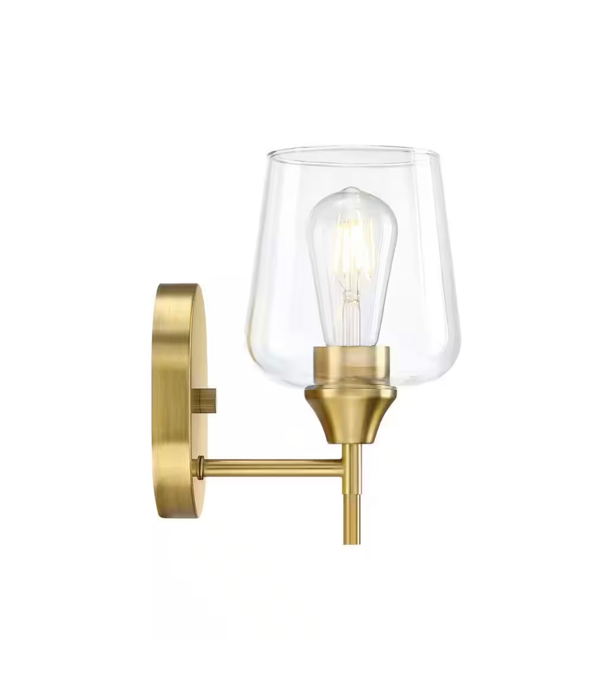 Pavlen 5.5 in. 1-Light Antique Brass Sconce with Clear Glass Shade