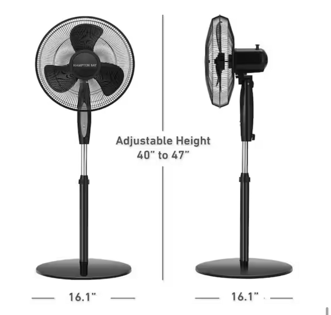 16 in. 3 Speed Digital Oscillating Standing Fan with Adjustable Height