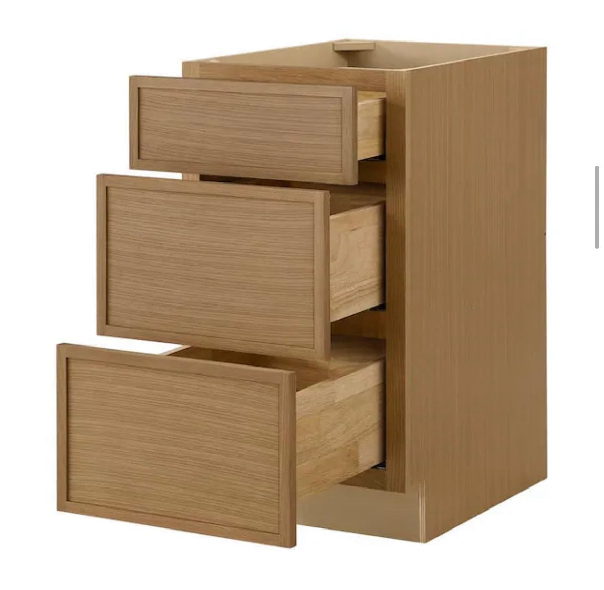 Leyton 18 in. W x 24 in. D x 34.5 in. H Ready to Assemble Plywood Slim Shaker Drawer Base Kitchen Cabinet in White Oak