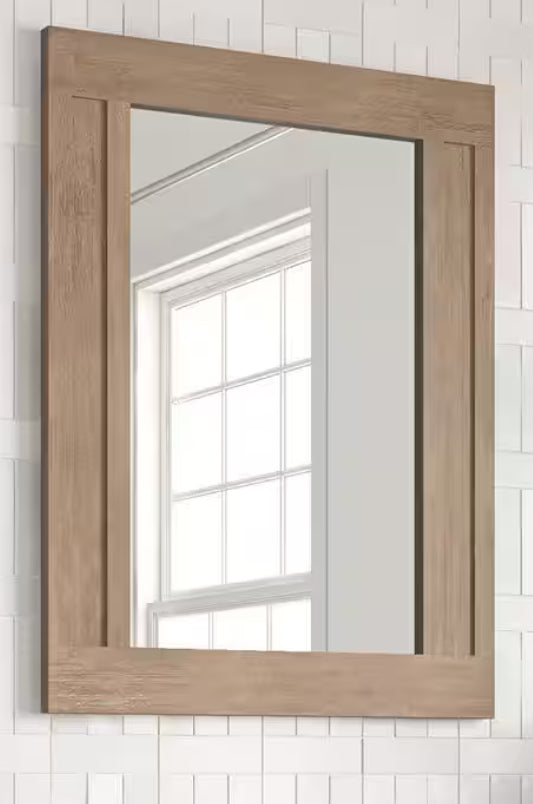 Aberdeen 40 in. x 28 in. Framed Wall Mount Mirror in Antique Oak