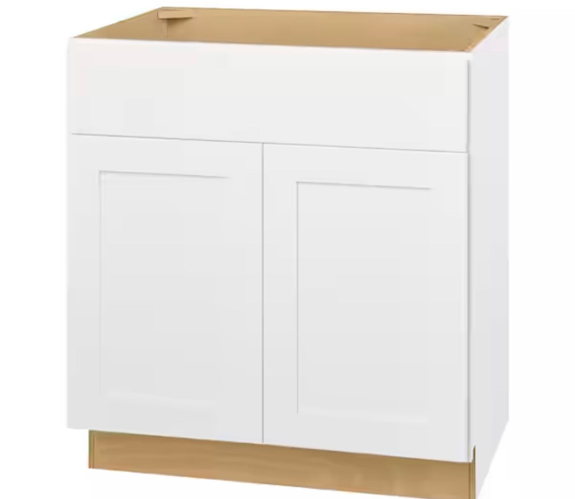 Avondale Shaker Alpine White Quick Assemble Plywood 30 in Vanity Sink Base Kitchen Cabinet (30in W x 21in D x 34.5in H)