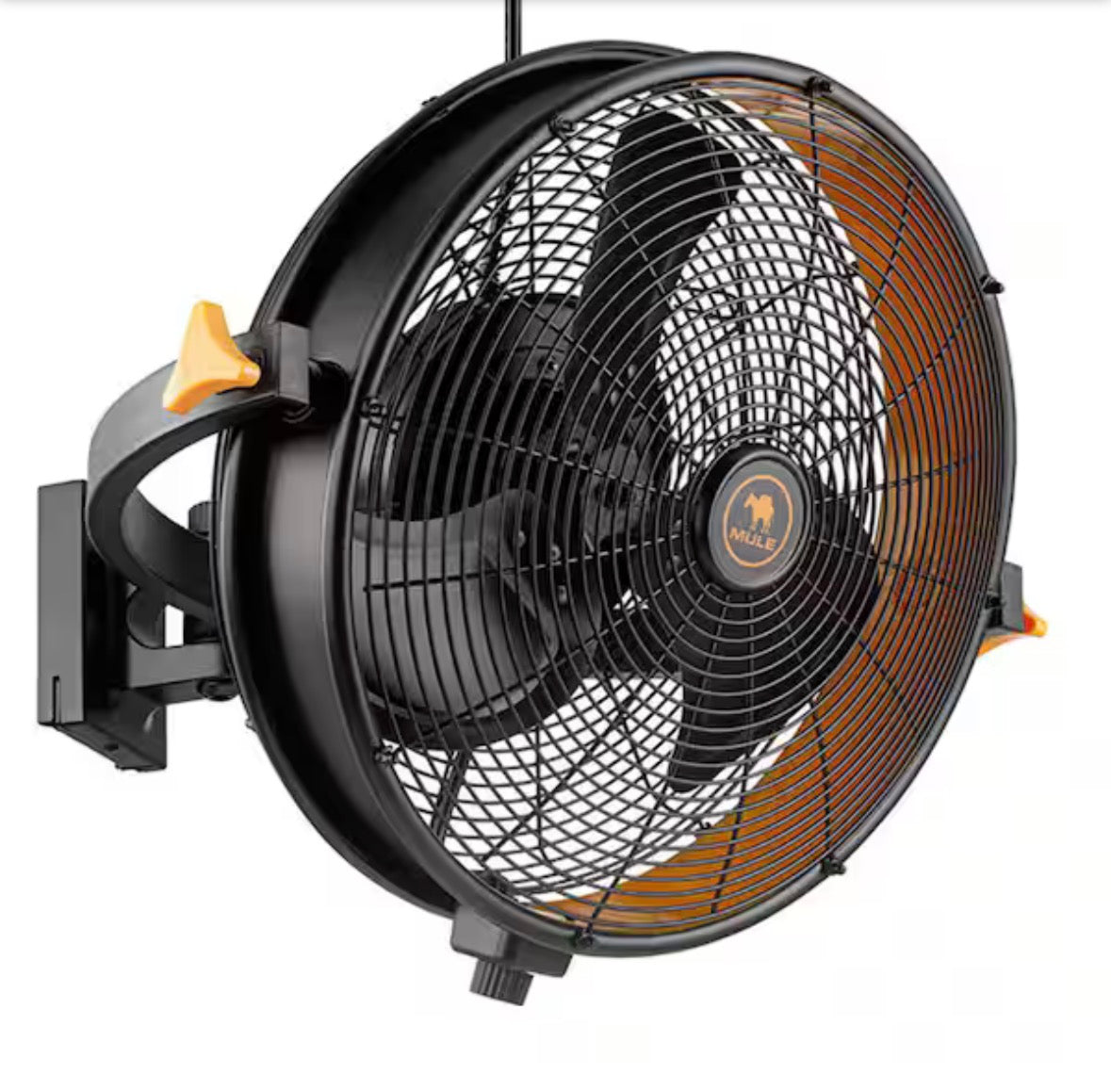 18 in. Outdoor Wet Rated Matte Black/Yellow Garage Wall Fan with Remote