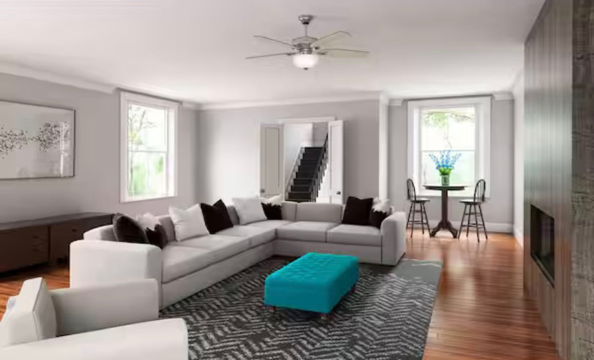 Channing 54 in. Hunter Express Indoor Brushed Nickel Ceiling Fan with Remote and Light Kit Included