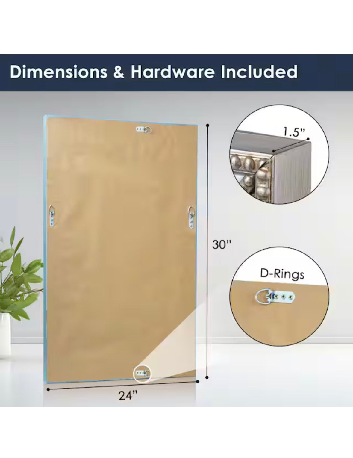 24 in. x 30 in. Champagne Silver Metro Beaded Glass Framed Vanity Mirror