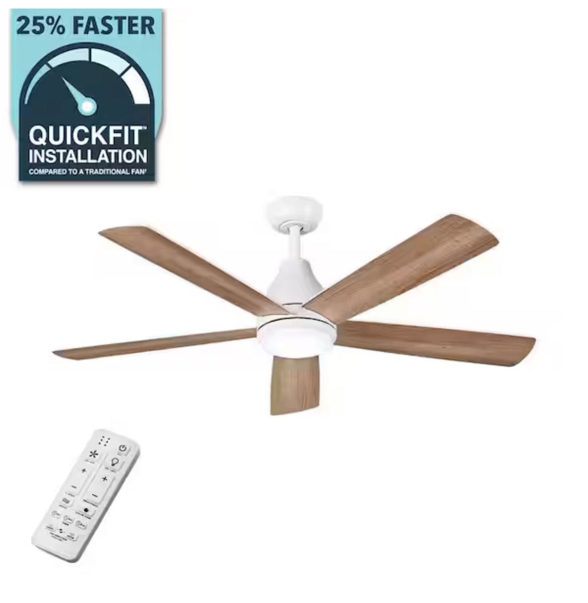 Nevali 52 in. White Color Changing LED Indoor Matte White Ceiling Fan with Light and Remote Included Powered by Hubspace