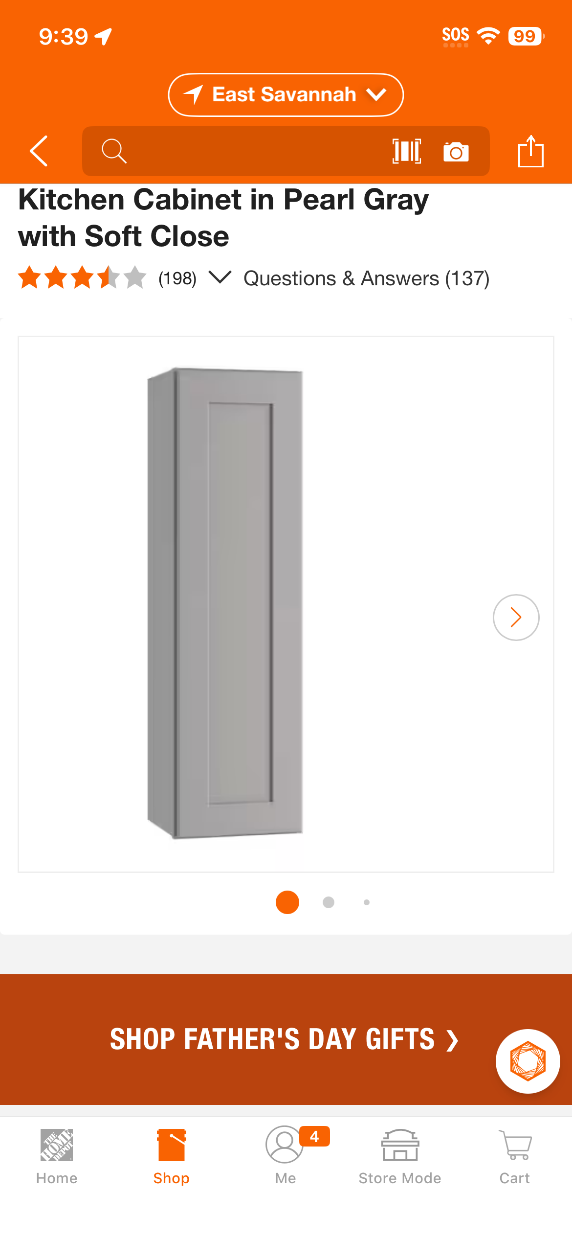 12 in. W x 12 in. D x 42 in. H Ready to Assemble Plywood Shaker Wall Kitchen Cabinet in Dove Gray