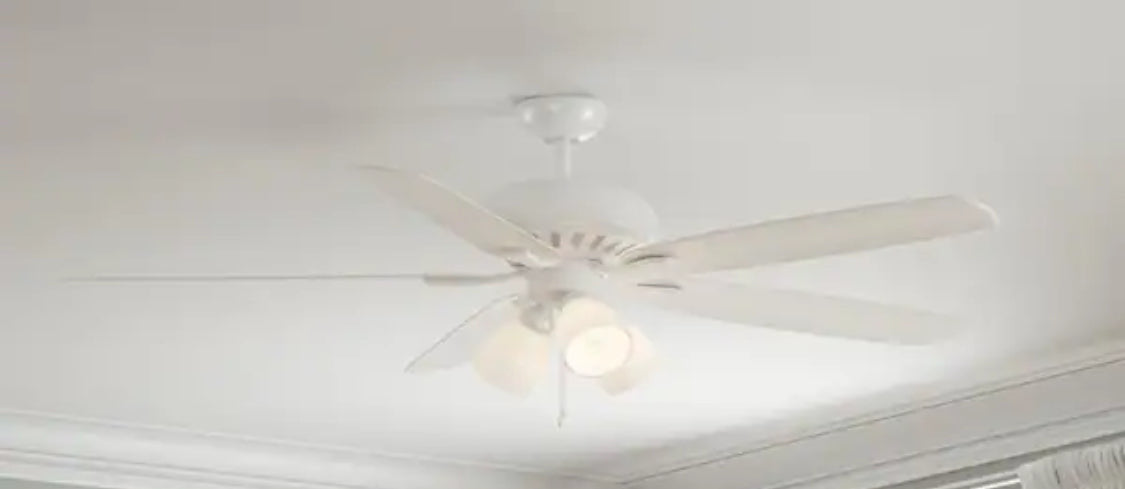 Rockport 52 in. Indoor LED Matte White Ceiling Fan with Light Kit, Downrod, Reversible Blades and Reversible Motor