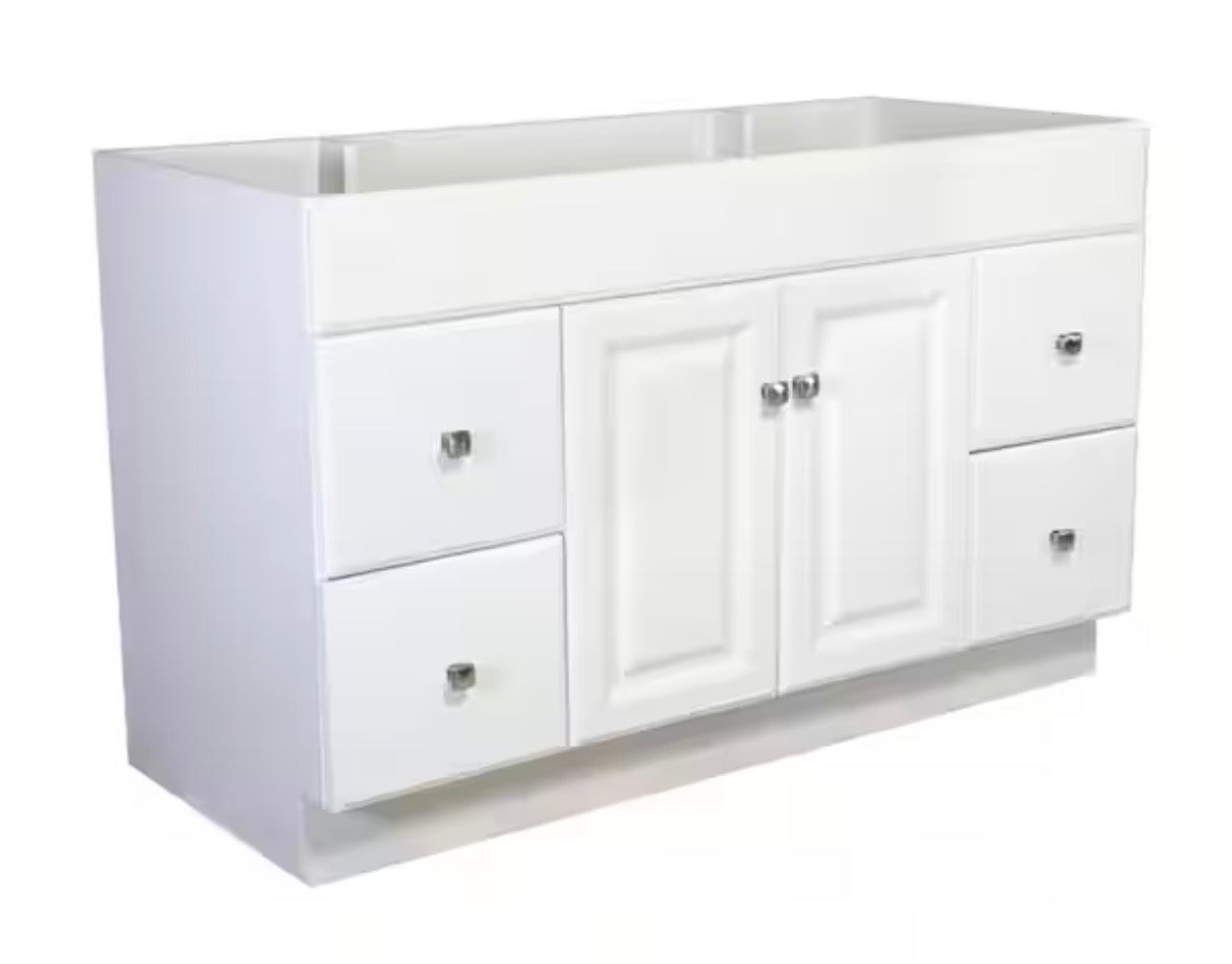 Wyndham 48 in. 2-Door 4-Drawer Bath Vanity Cabinet Only in Semi-Gloss White (Ready to Assemble)