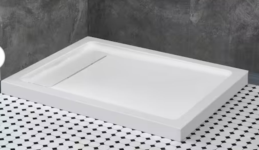 48 in. L x 32 in. W Alcove Shower Pan Base with Reversible Drain