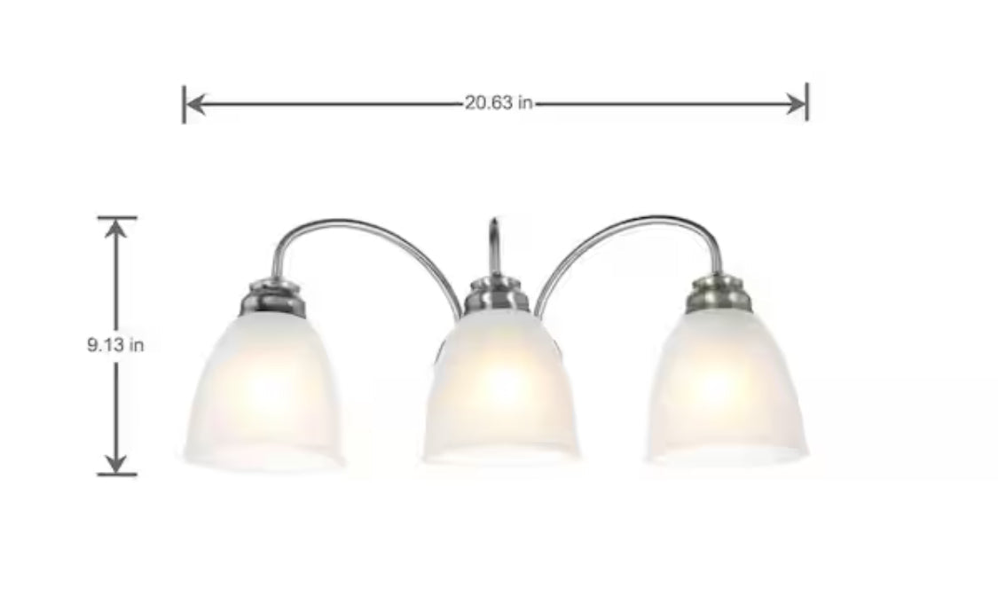 Hamilton 3-Light Brushed Nickel Vanity Light with Frosted Glass Shades