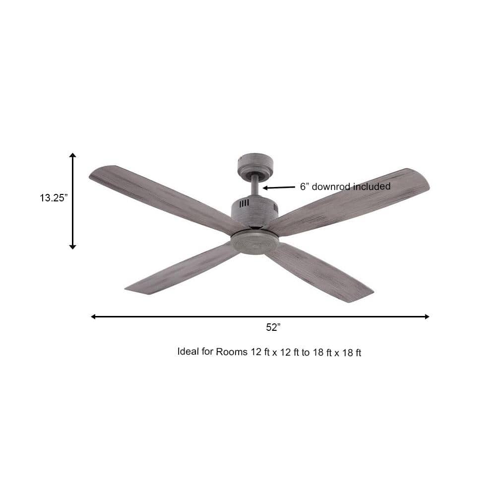 Kitteridge 52 in. Indoor Grey Wood Tone Ceiling Fan