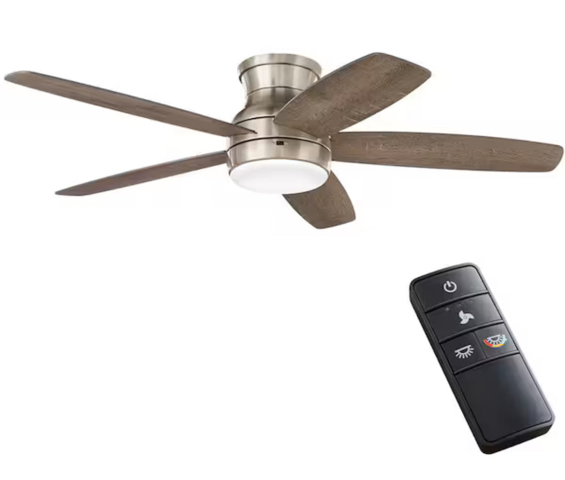 Ashby Park 52 in. White Color Changing Integrated LED Brushed Nickel Ceiling Fan with Light Kit and Remote Control