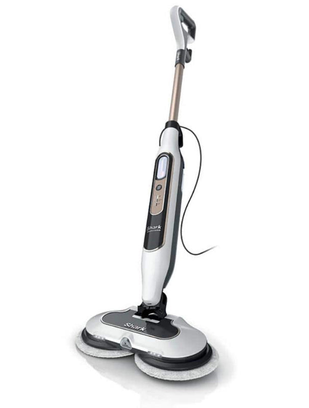 Steam and Scrub Corded Steam Mop and Cleaner for Hard Floors White with Steam Blaster Technology that scrubs sanitizes