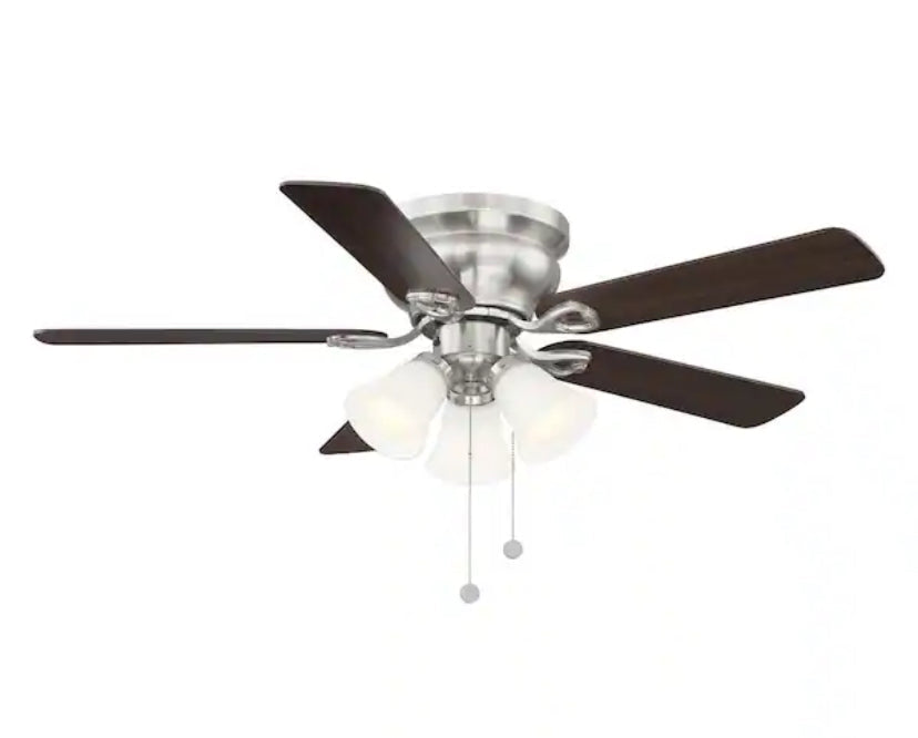 Clarkston II 44 in. LED Indoor Brushed Nickel Ceiling Fan with Light Kit