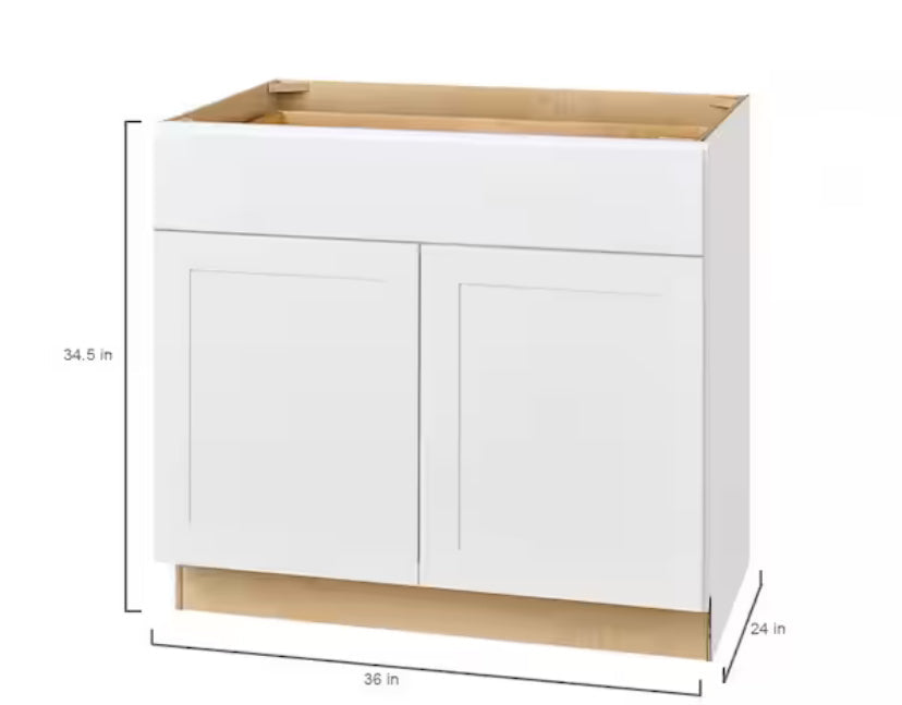 Avondale Shaker Alpine White Ready to Assemble Plywood 36 in Base Kitchen Cabinet (36 in W x 34.5 in H x 24 in D)