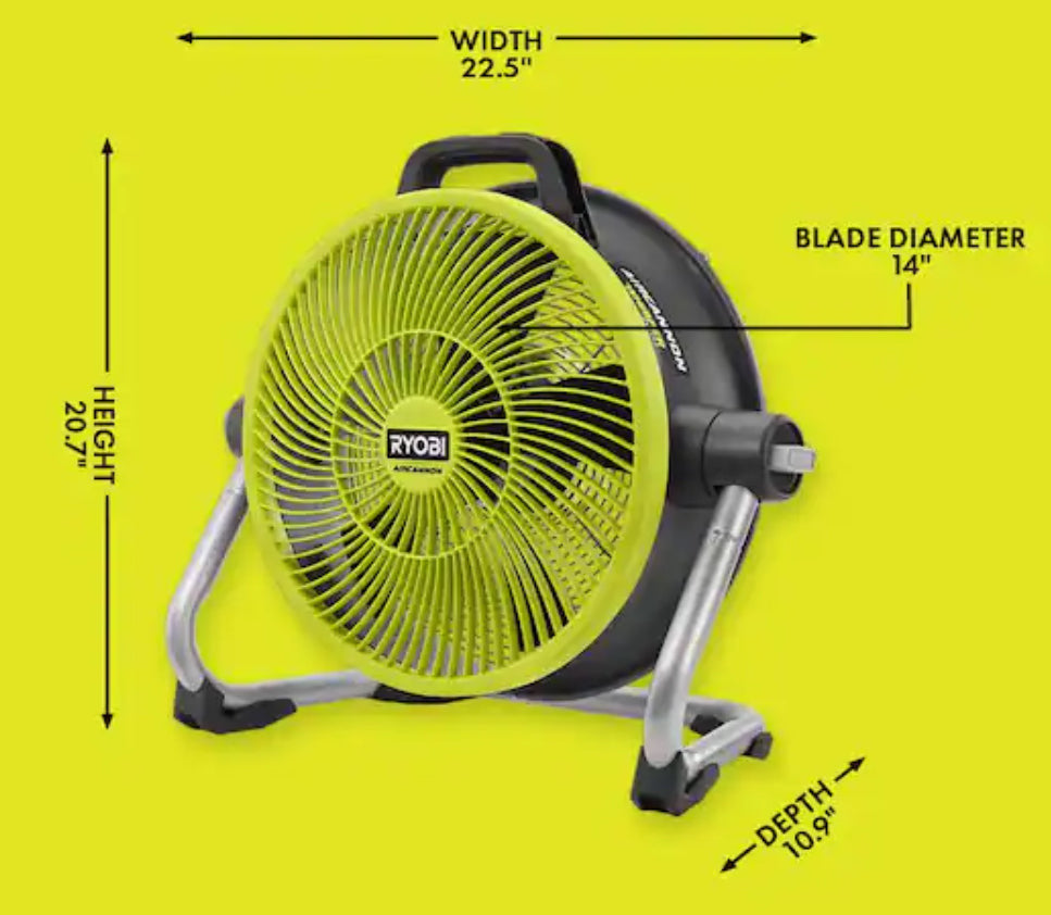 ONE+ 18V Cordless Hybrid WHISPER SERIES 14 in. Air Cannon Fan (Tool Only)