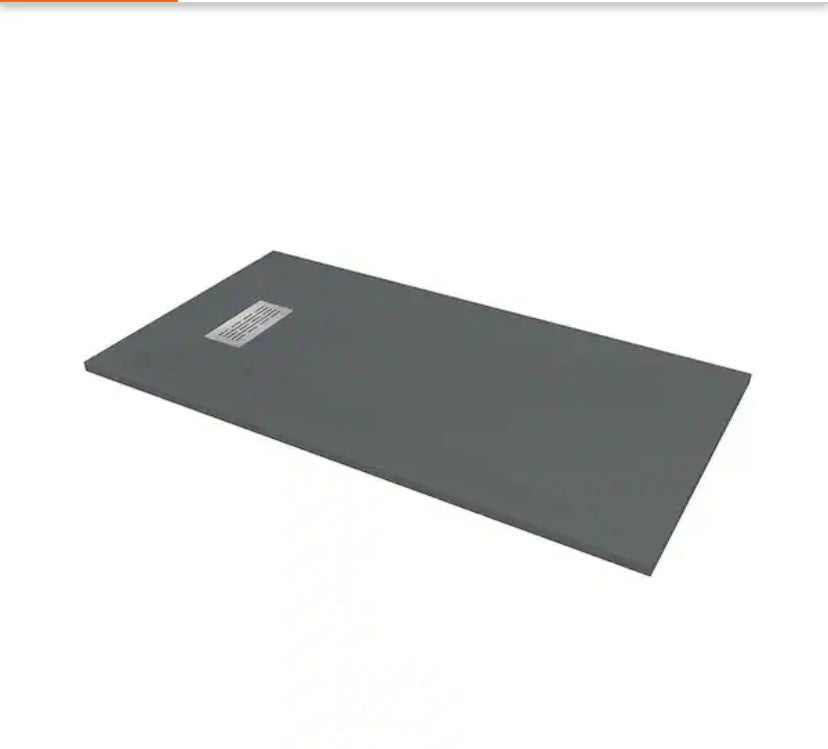 32 in. W x 60 in. L x 1.125 in. H Alcove Solid Composite Stone Shower Pan Base with L/R Drain in Graphite Sand