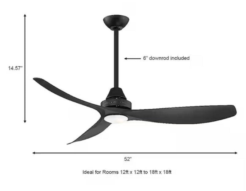 Levanto 52 in. LED Indoor/Outdoor Matte Black Ceiling Fan with Light