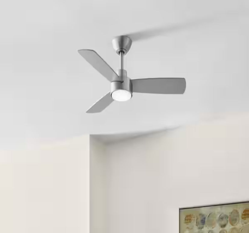 Dorsey 36 in. (3 ft. ) Indoor/Covered Outdoor Brushed Nickel Ceiling Fan with Remote Control and LED Light Kit