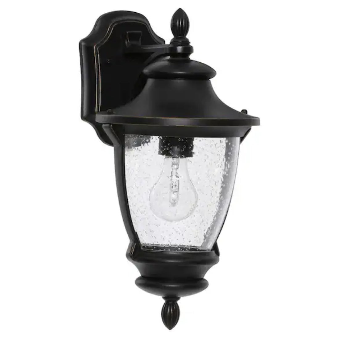 Wilkerson 16.25 in. 1-Light Black Hardwired Outdoor Wall Light Lantern Sconce with No Bulb Included