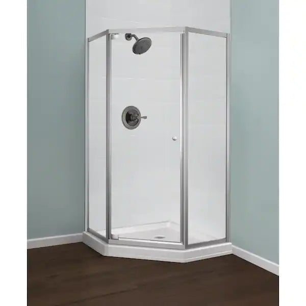 38 in. W x 74 in. H Neo-Angle Pivot Framed Corner Shower Enclosure in Chrome