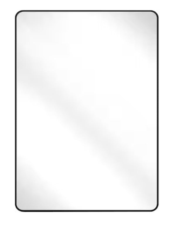 26 in. W x 38 in. H Rectangular Aluminum Alloy Framed Rounded Black Wall Mirror