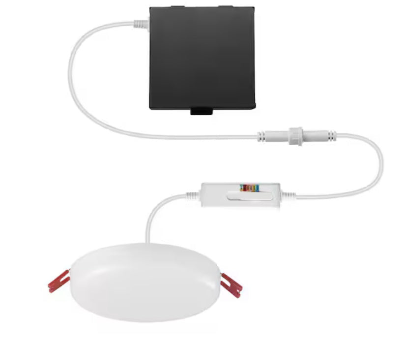 Trimless Integrated LED 4 in Round Adjustable Color Temp Canless Recessed Light for Kitchen Bathroom Livingroom, White