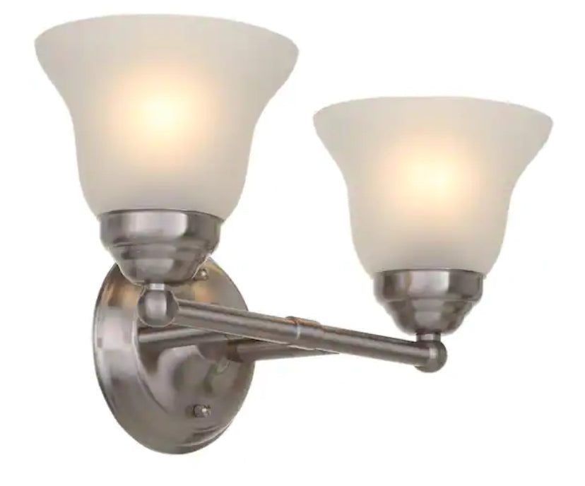 Ashhurst 2-Light Brushed Nickel Vanity Light with Frosted Glass Shades