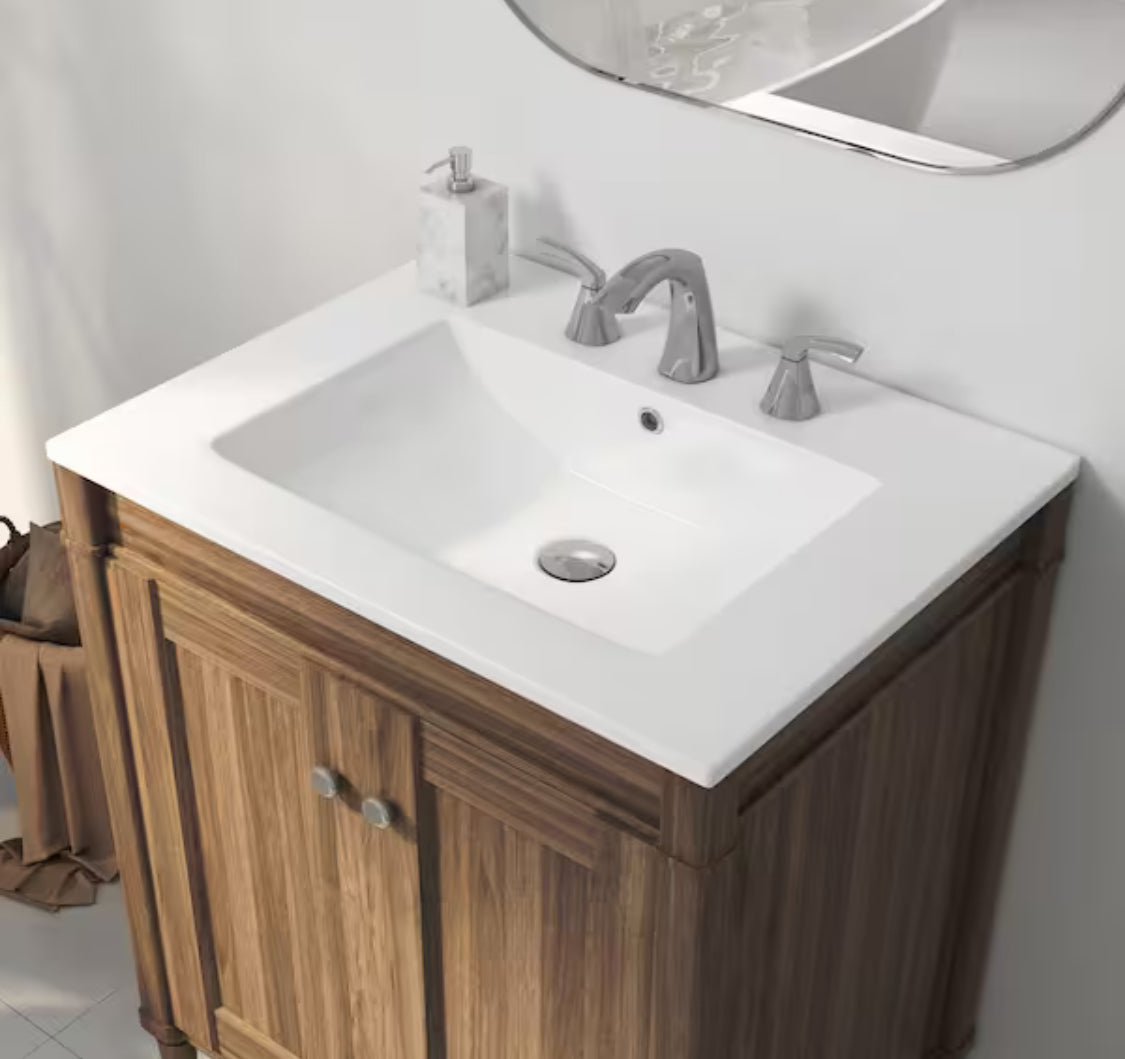 Tucson 24 in. W x 18 in. D Vitreous China Vanity Top in White with 3 Faucet Holes (8 in. Centerset)(Top only)