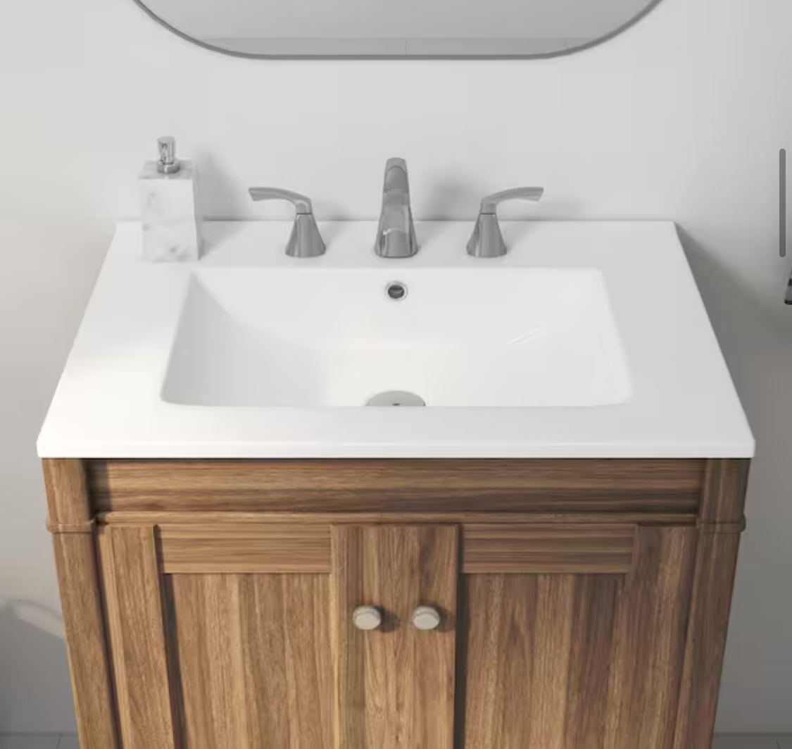 Tucson 24 in. W x 18 in. D Vitreous China Vanity Top in White with 3 Faucet Holes (8 in. Centerset)(Top only)
