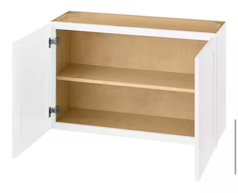 Avondale Shaker Alpine White Quick Assemble Plywood 36 x 24in Wall Bridge Kitchen Cabinet (36 in W x 24 in H x 12 in D)